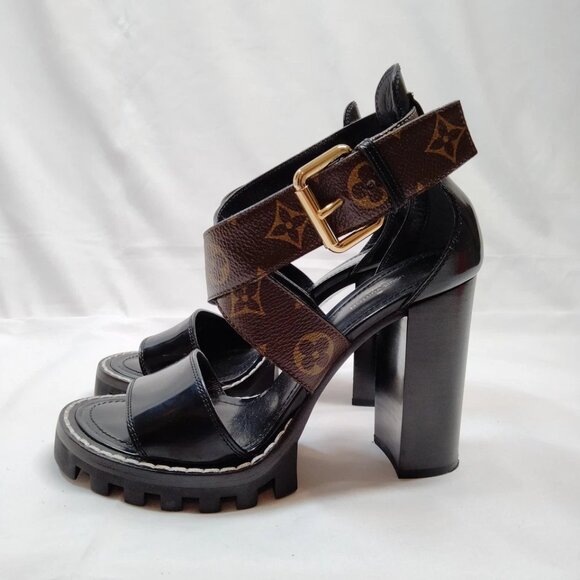 Louis Vuitton Sandals Women Black PVC 599-071425 - Picture 2 of 9